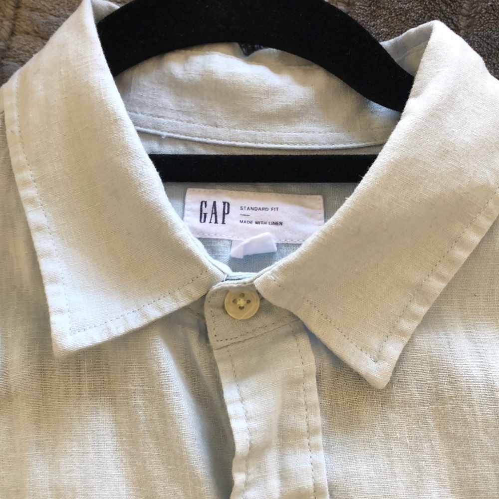 Gap Light Blue Button Down Long Sleeve Shirt Sizem - image 4